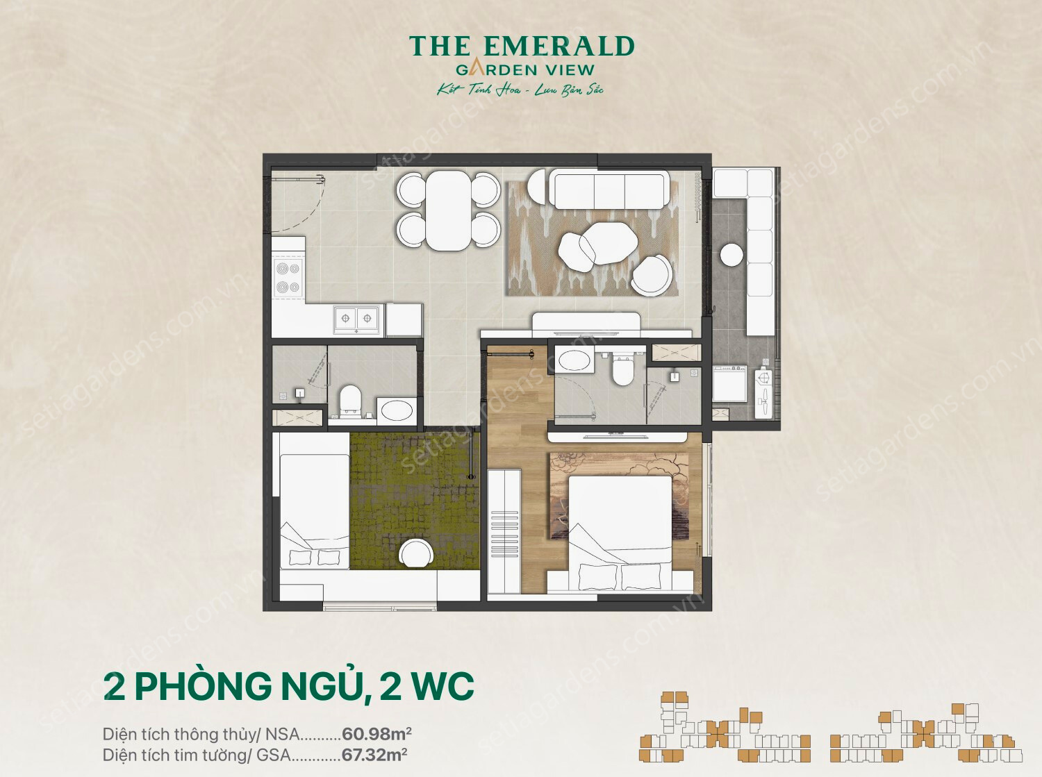 Căn 2pn The Emerald Garden View